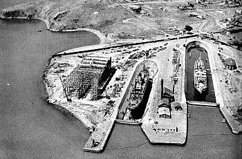 Aerial photo of Navy dock.
