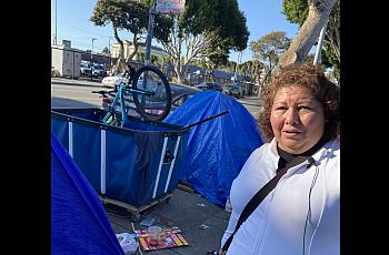 Image of a person near homeless shelter