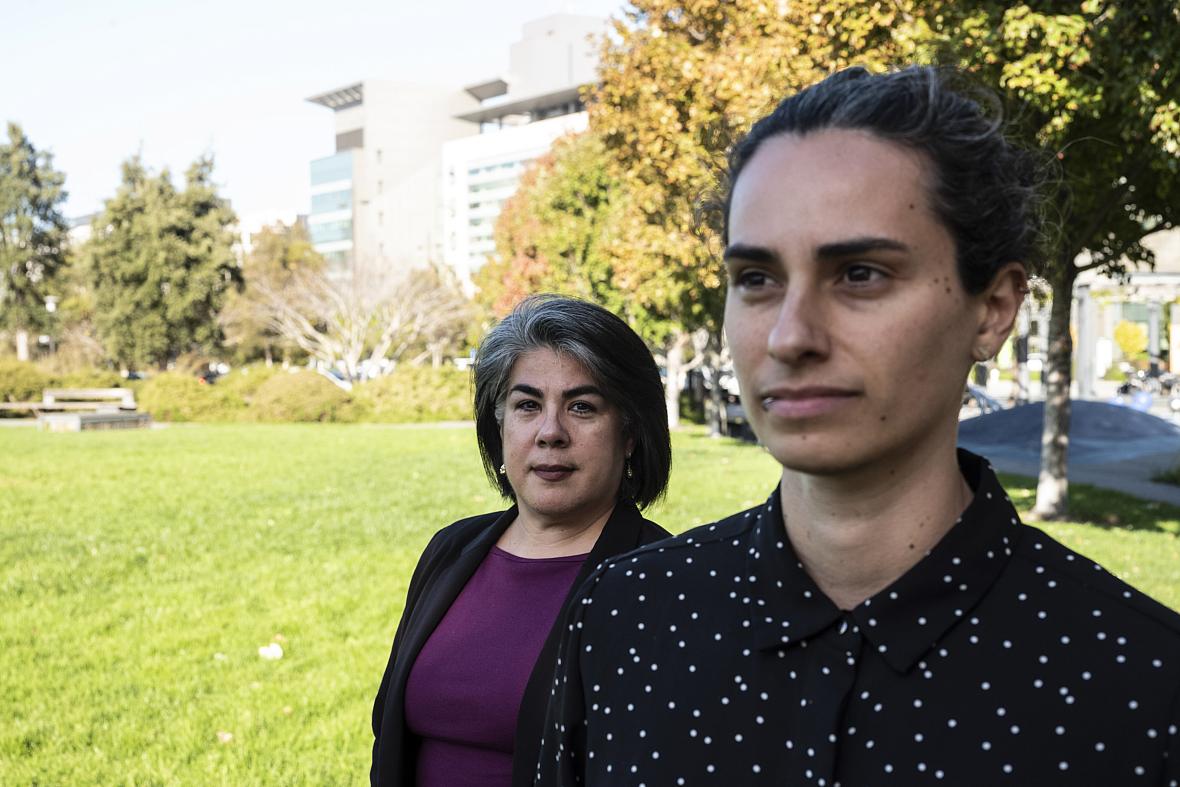 Two people on a field