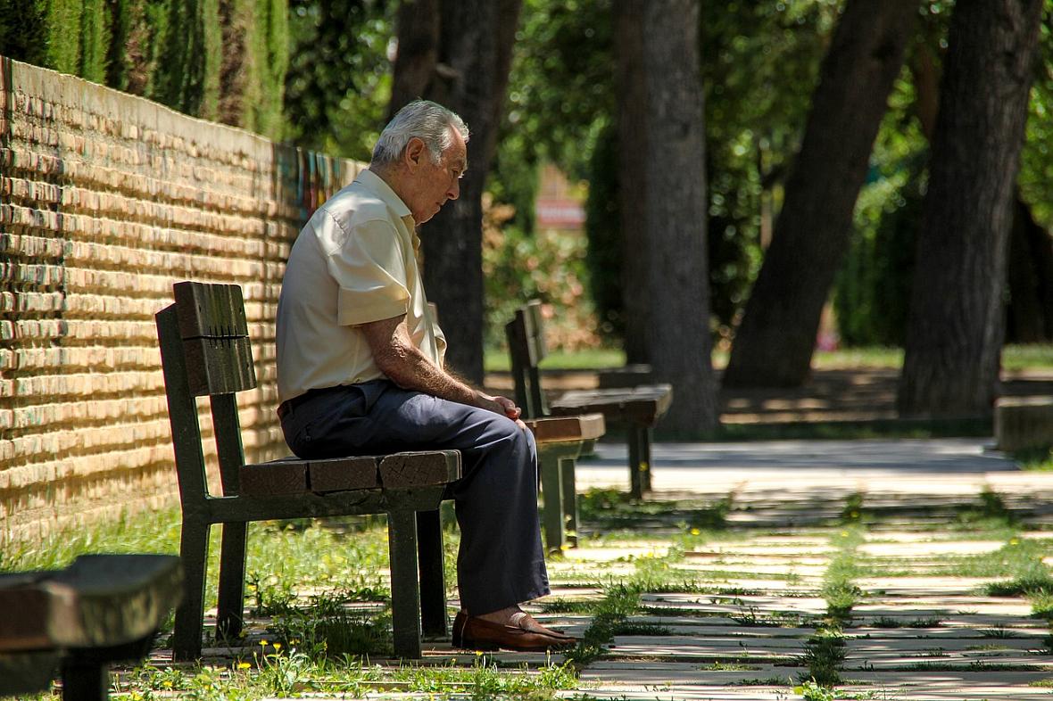 Person seated on a bench