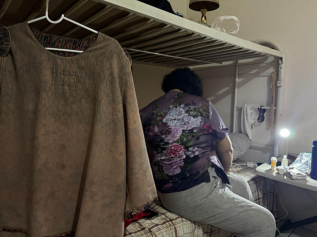 Woman on a bunk bed