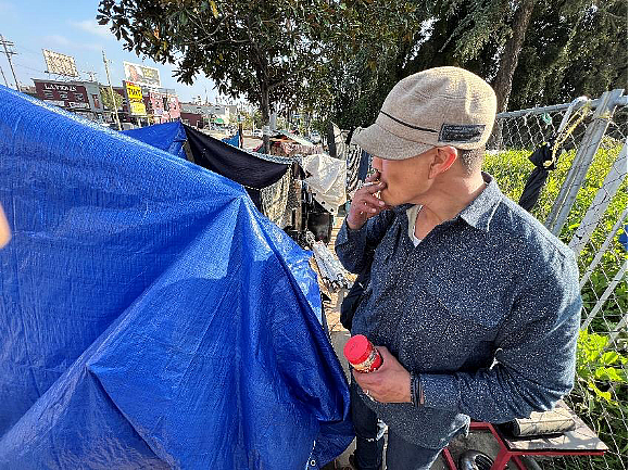 A man near his tent