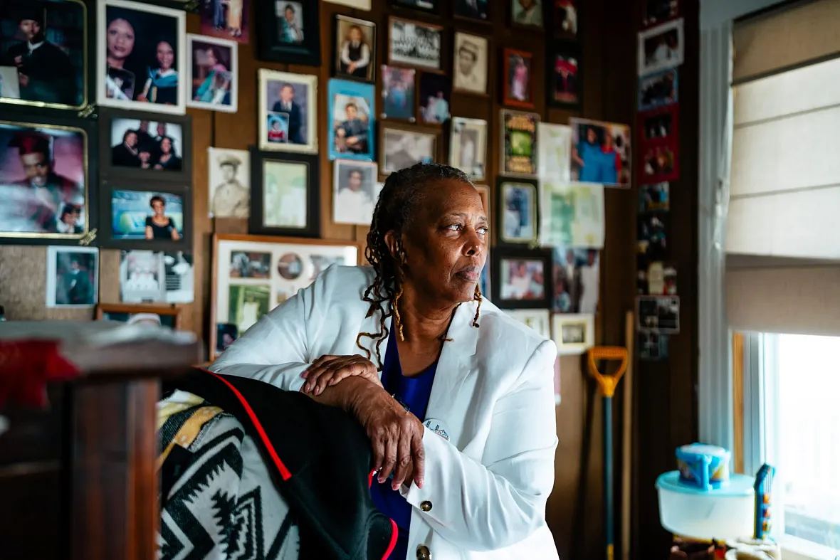 Kathryn Douglas in her home in the East Canfield neighborhood.