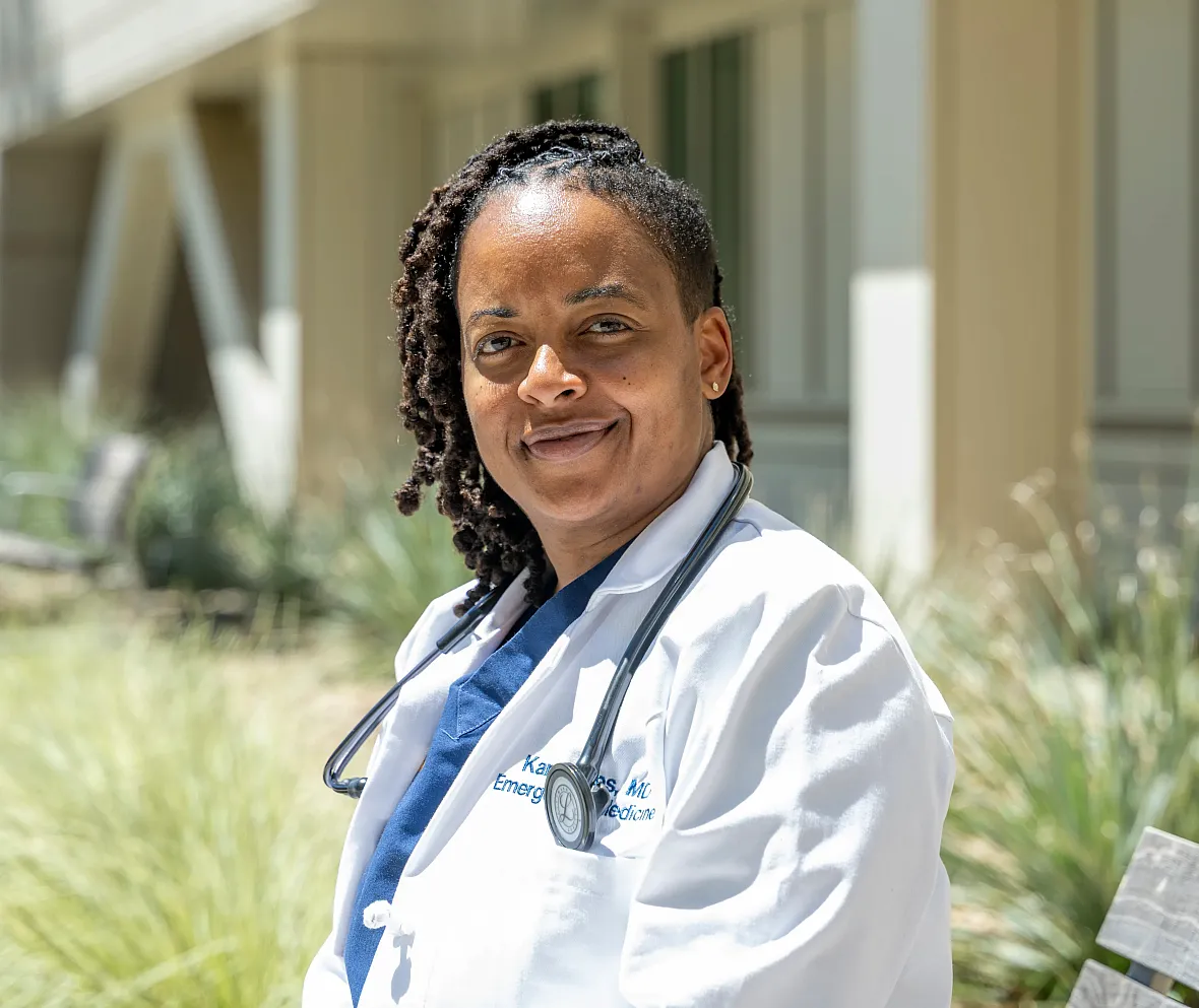 A women wearing white coat