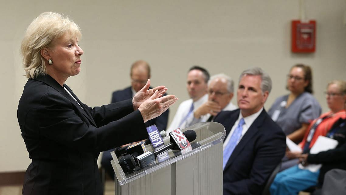 In this 2016 file photo, State Sen. Jean Fuller, R-Bakersfield, addresses a group at Kern Medical Center hearing about a clinical trial for the treatment of valley fever. Credit: Casey Christie / The Californian