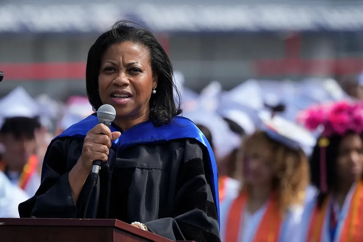 Person speaking on a mic