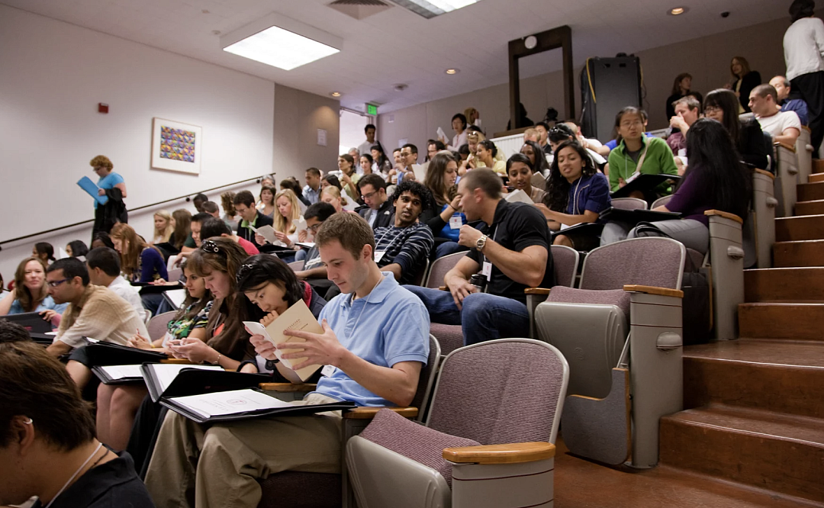 College students in a lecture hall.