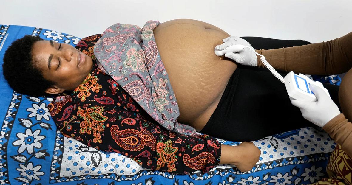 Pregnant person getting medical care