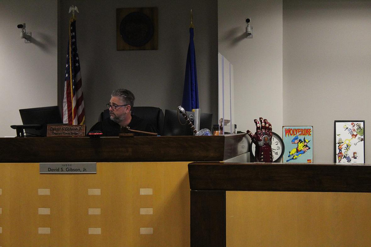 A judge in a court room