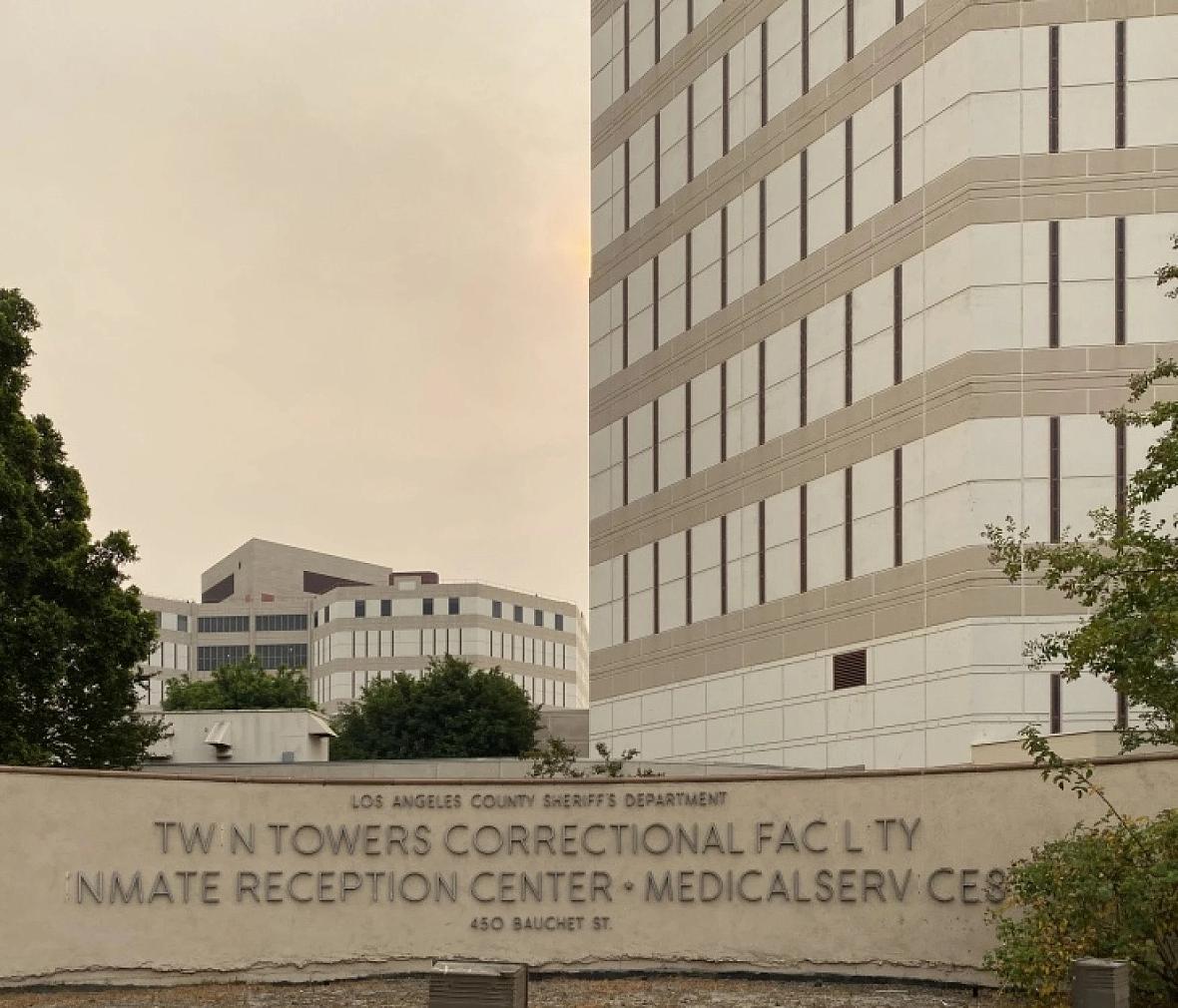 Image of L.A.'s Twin Tower in evening