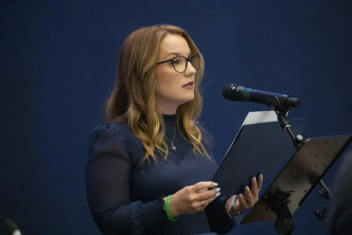 A person on a podium