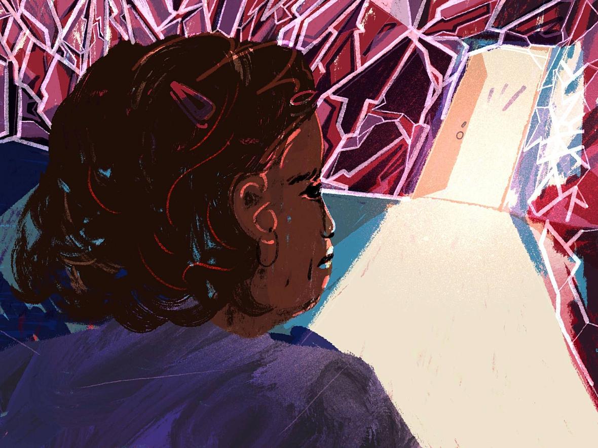 Animation of person staring at a picture