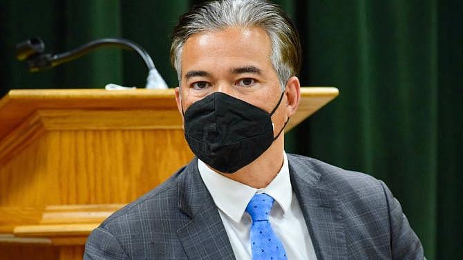 California Attorney General Rob Bonta, seen speaking at a Modesto event