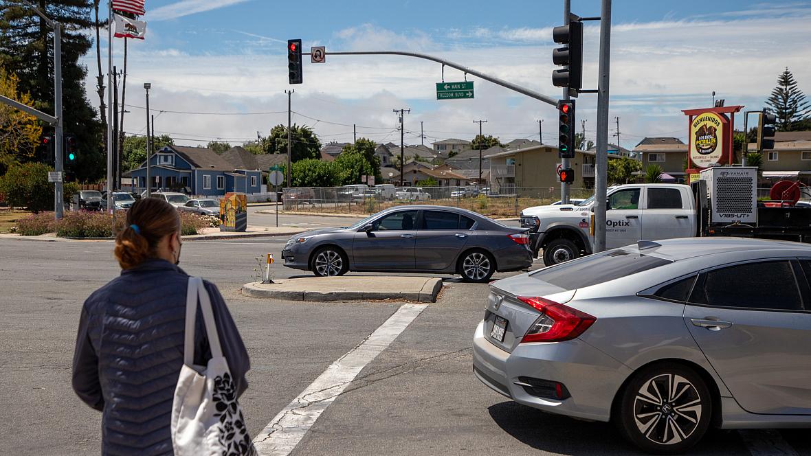 Person crossing a road