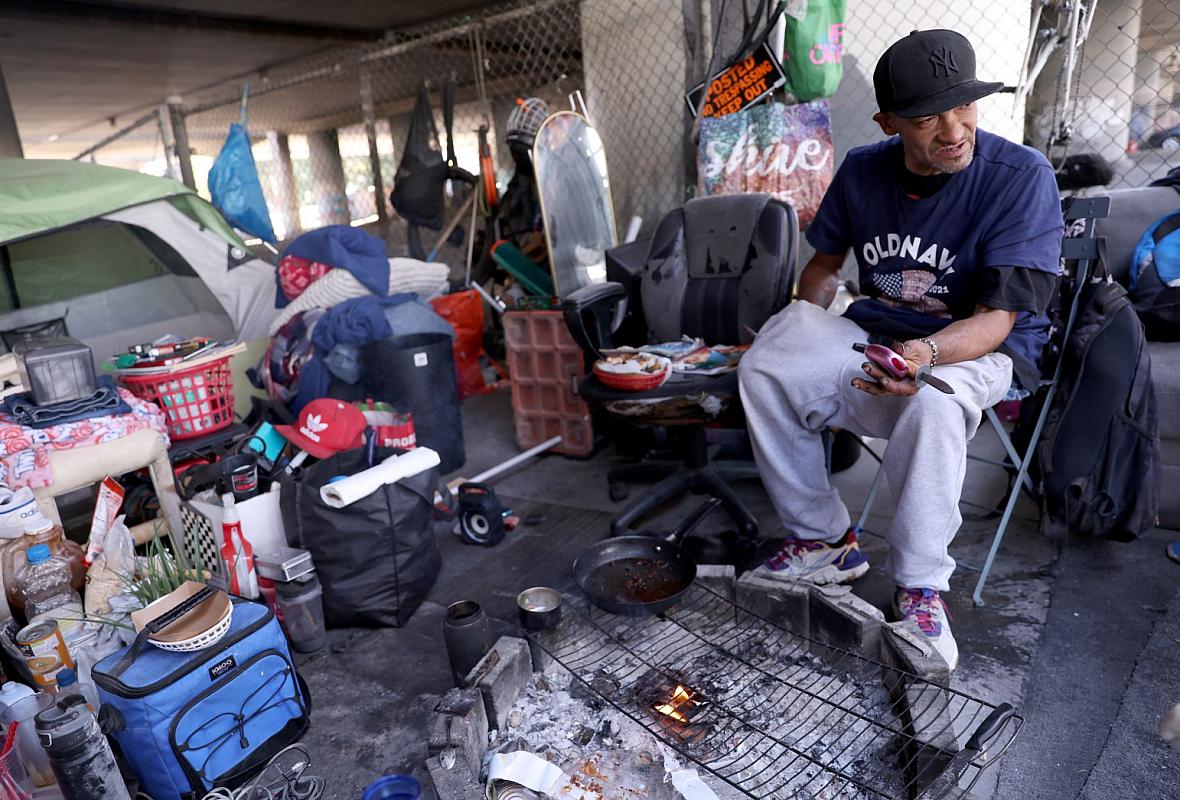 A homeless encampment