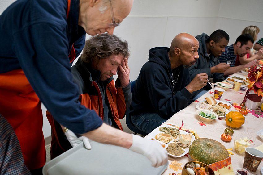 Daniel Sopcak is served a Thanksgiving meal at the Anchorage Gospel Rescue Mission. Sopcak says he rarely utilizes the Rescue Mission because they breath-test and refuse entry to anyone who has been drinking. Daniel Sopcak is served a Thanksgiving meal at the Anchorage Gospel Rescue Mission. Sopcak says he rarely utilizes the Rescue Mission because they breath-test and refuse entry to anyone who has been drinking.