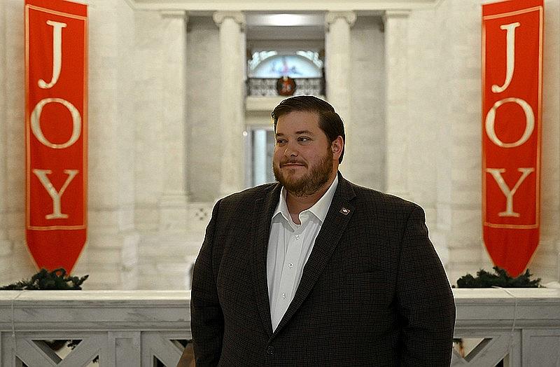 Ben Gilmore poses for a photo in the Second floor rotunda of the Arkansas State Capitol on Friday, Dec. 17, 2021. Ben Gilmore poses for a photo in the Second floor rotunda of the Arkansas State Capitol on Friday, Dec. 17, 2021.