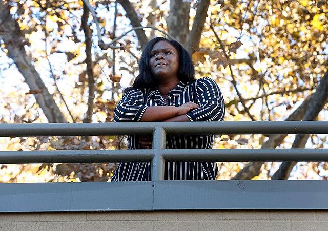 DaeJah Seward is seen outside her place of work in Sacramento, Calif. on Tuesday, Nov. 24, 2020.