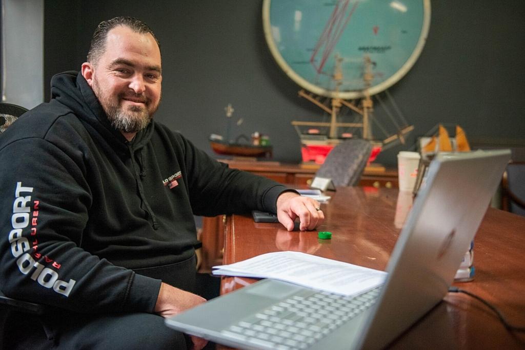 Jeremy Hiltz, seen at his Middle Street office, is founder and CEO of Recovery Connections of Maine in Lewiston. He likens the o