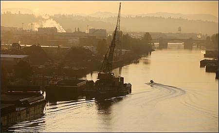 The Duwamish, which once curved through swamps, mudflats and salt marshes into Elliott Bay, was straightened and dredged in the 