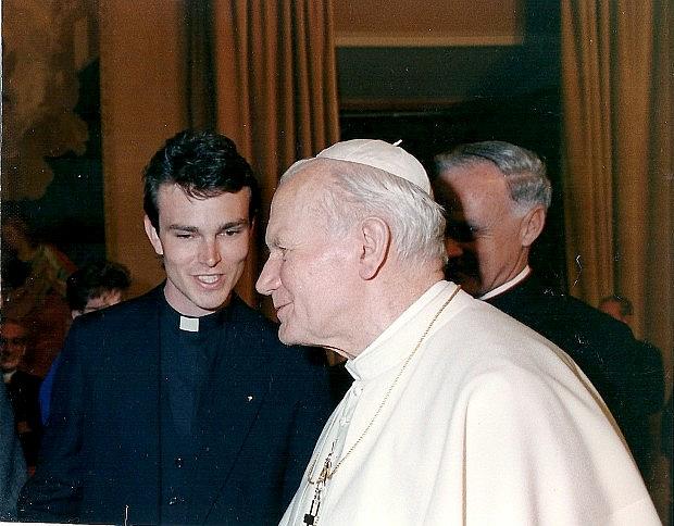 D Gregory Smith visits with Pope John Paul II in Rome on April 12, 1991 just moments before introducing his parents. Smith and his parents met the Pope at the Clementine Chapel in the Vatican.  