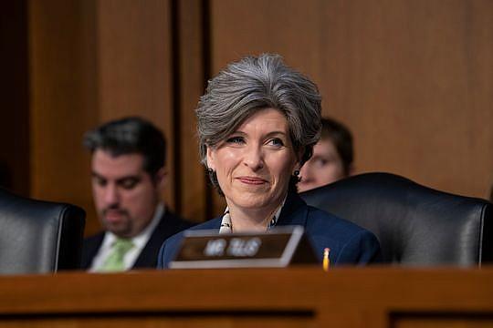 Senate Judiciary Committee members including Sen. Joni Ernst, R-Iowa, attend the confirmation hearing of William Barr. 