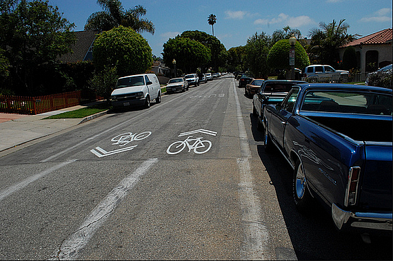 Sharrows on Wesley Street