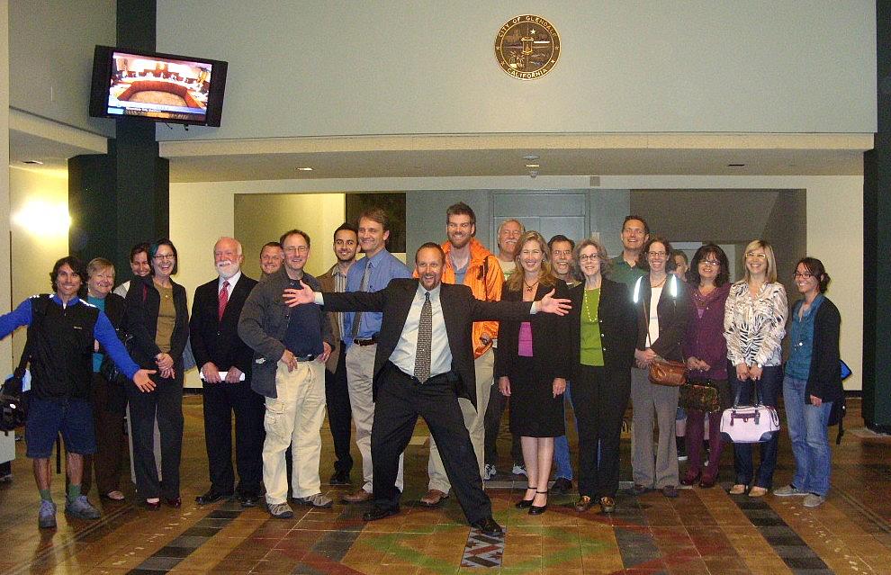 After the unanimous passage of Safe and Healthy Streets, Bogart celebrates with staff and supporters.