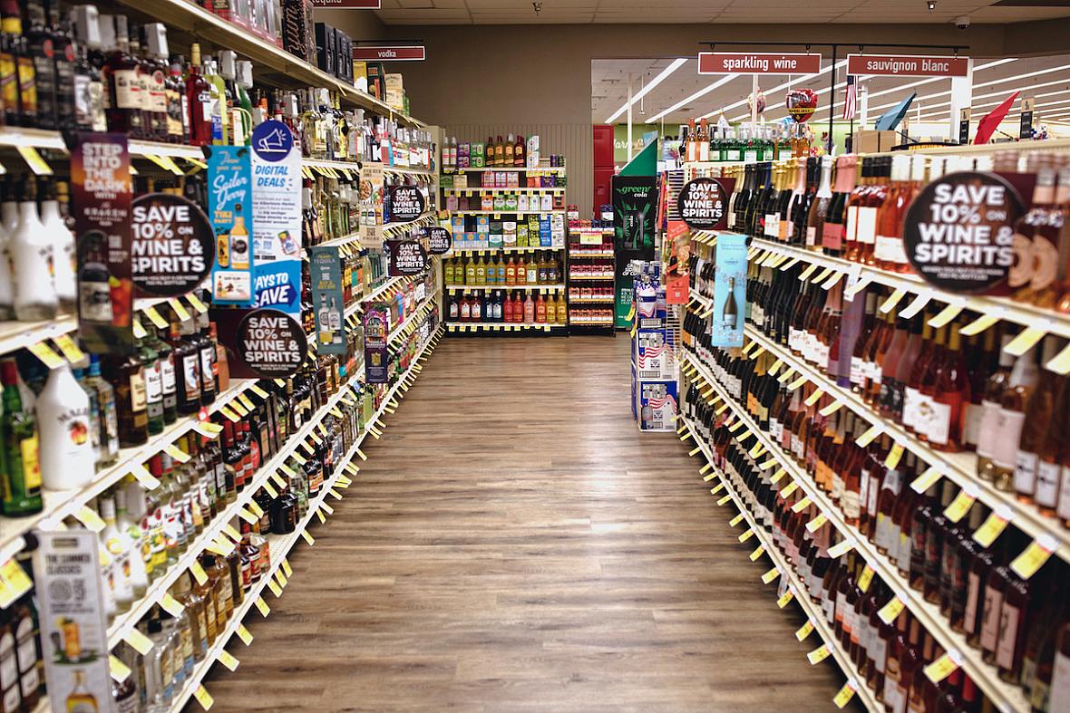 The alcohol department at a grocery store Albuquerque on June 26, 2022.