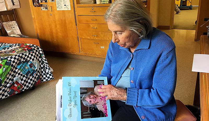 Berenice Palmer in her room at the San Francisco Campus for Jewish Living.