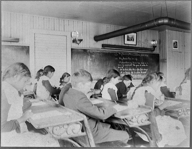 Intermediate students in a Native American boarding school at Beaulieu, Minnesota.