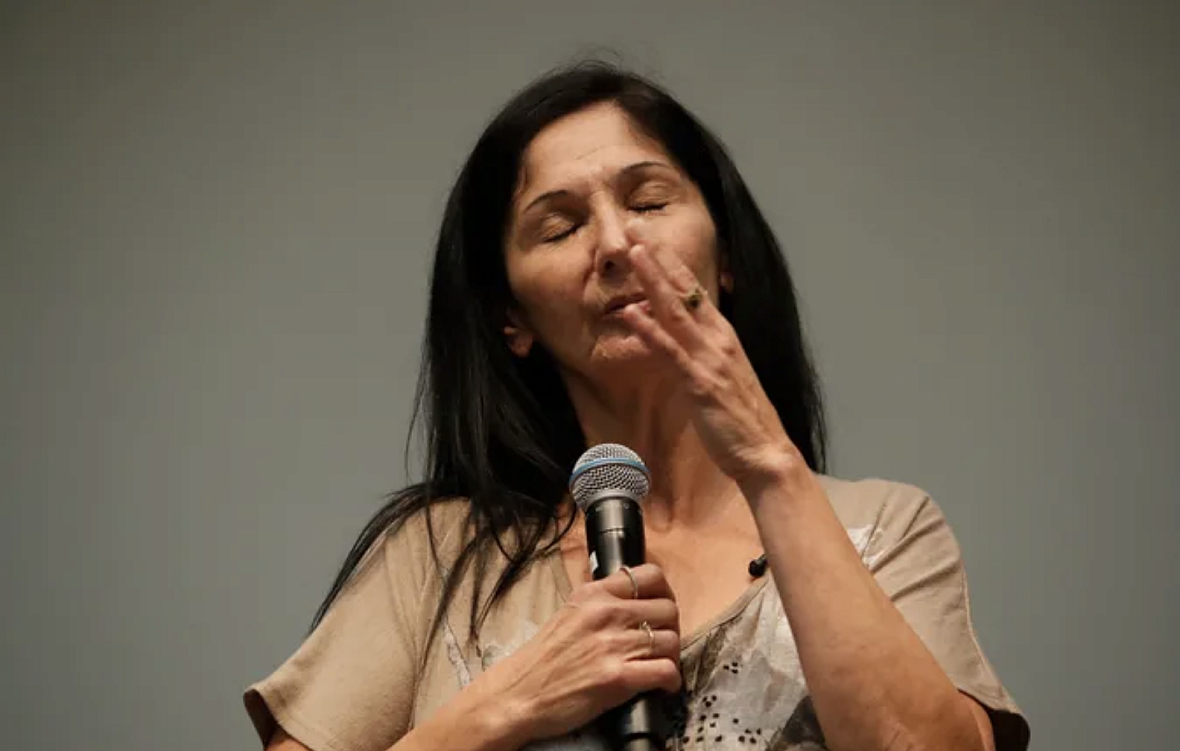 Nora Soliz speaks at the Storyteller Project: Stories of homelessness at UCR Campus in Palm Desert on May 30, 2019.