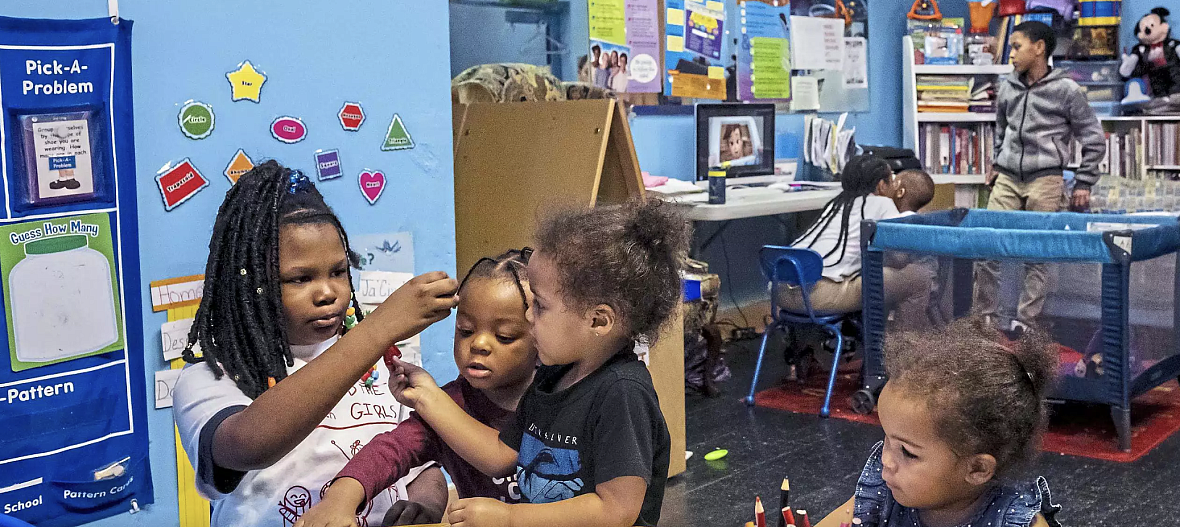 Kee’Mayah West, 8, of North Braddock, Majeur Davis, 2, of Braddock, Christopher Simmons, 3, of North Braddock, and Zuri Allen.