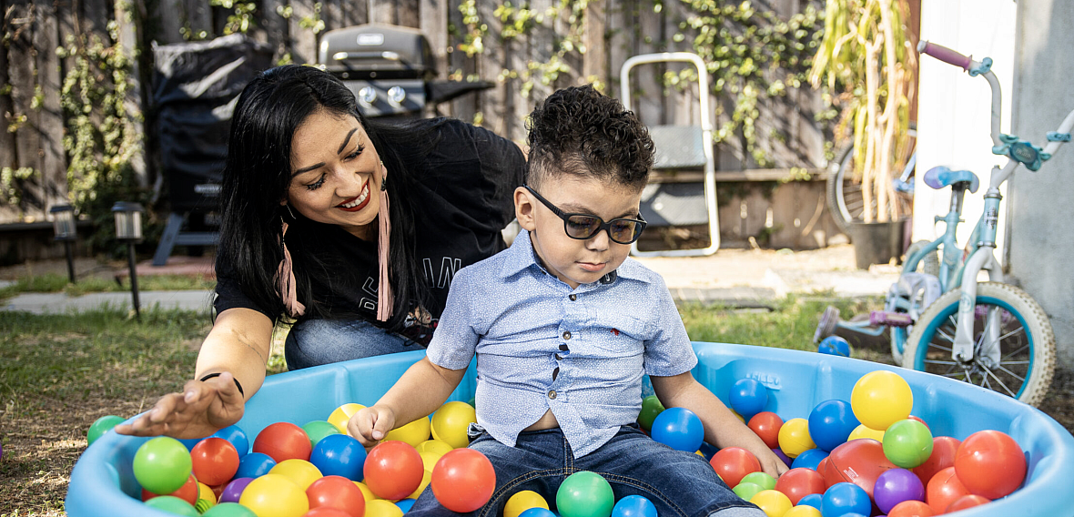 Melissa Alcala and her 3 year old son Gavin at their home in eastern Los Angeles in late August. 