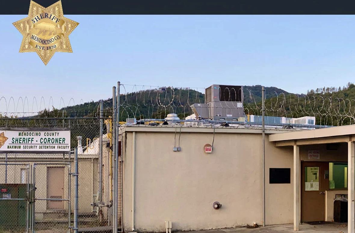 A view of the entrance to the Mendocino County Jail