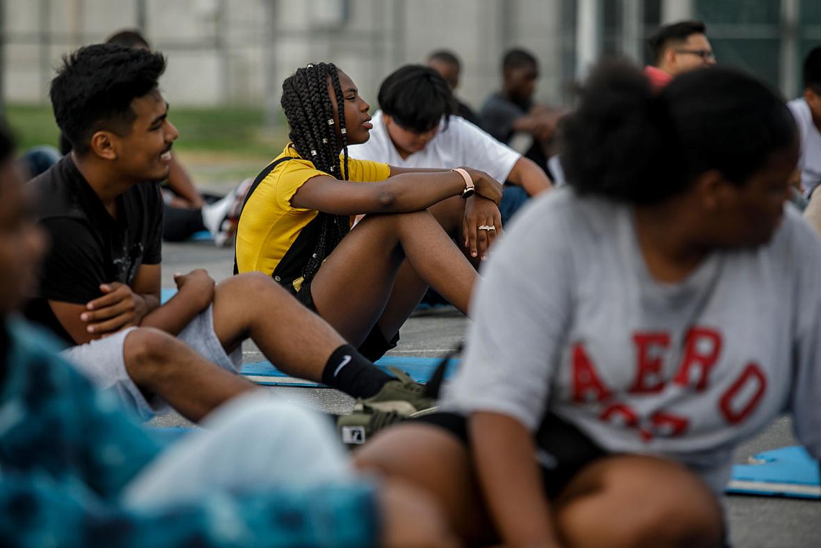 Aaliyah attends PE class at Washington Prep High School in Los Angeles. Aaliyah attends PE class at Washington Prep High School in Los Angeles. (Marcus Yam / Los Angeles Times)