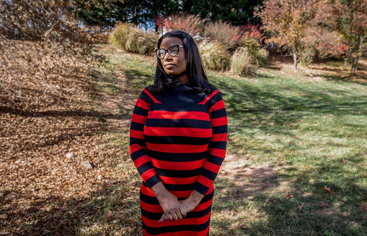 Teonna Woolford, 31, in Owings Mills, Maryland on November 4, 2022. Woolford has sickle cell disease and has been unable to affo