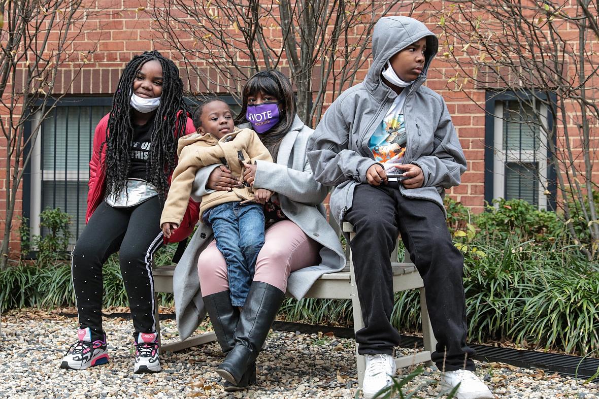 Loretta Jones with her children, from left, Grenderline, 11, Christopher Michael, 4, and Frederick, 12. 