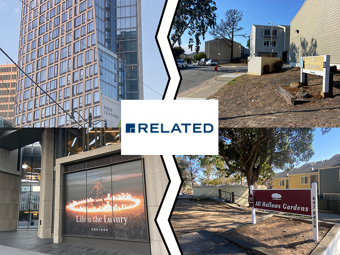 San Francisco properties within Related Companies. From Top left to right: A market-rate apartment at 1550 Mission St., and subs