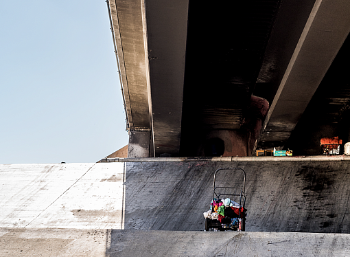 Homeless living in under-bridge embankment