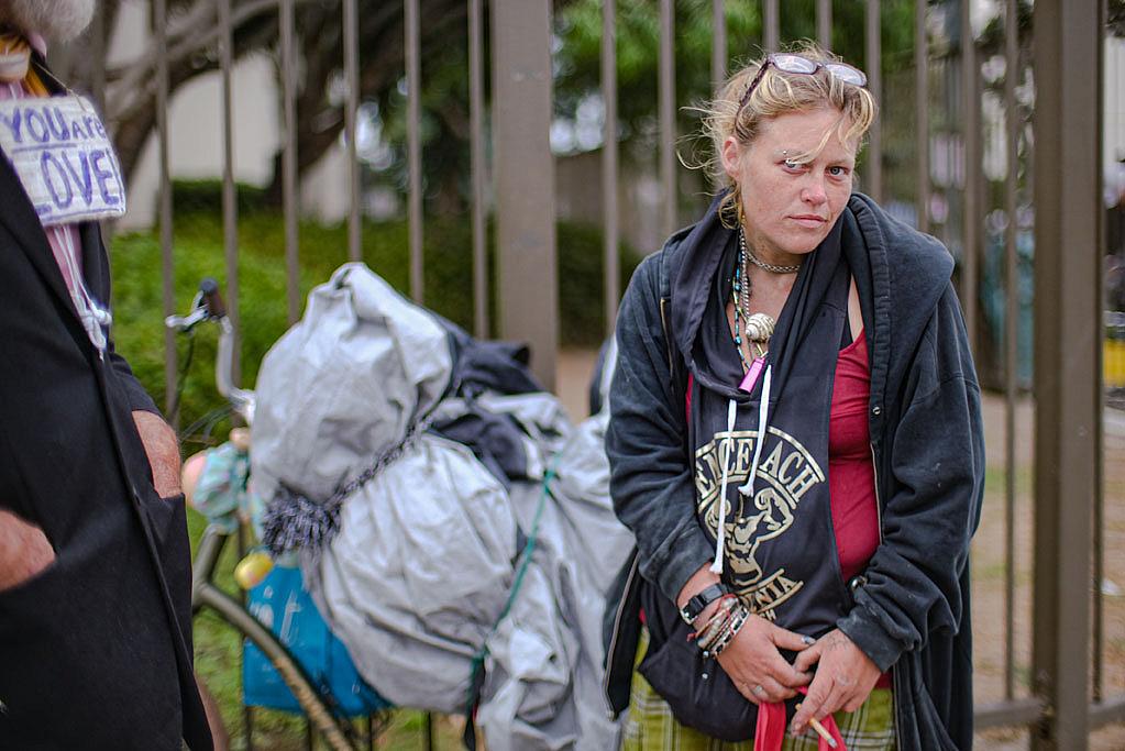 Ashley Kinsley heads out from the Third Avenue encampments