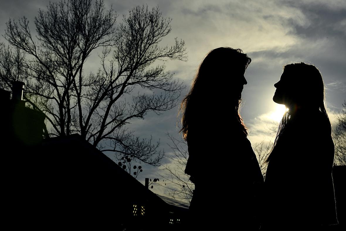 Jennifer, left, and her daughter Elizabeth, right, are pictured in their backyard on Feb. 23, 2020. Police were dispatched twice