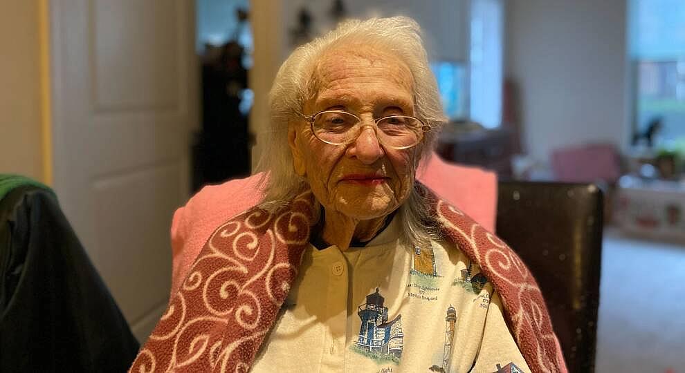 98-year-old Marion Curtis at her home in Revere.