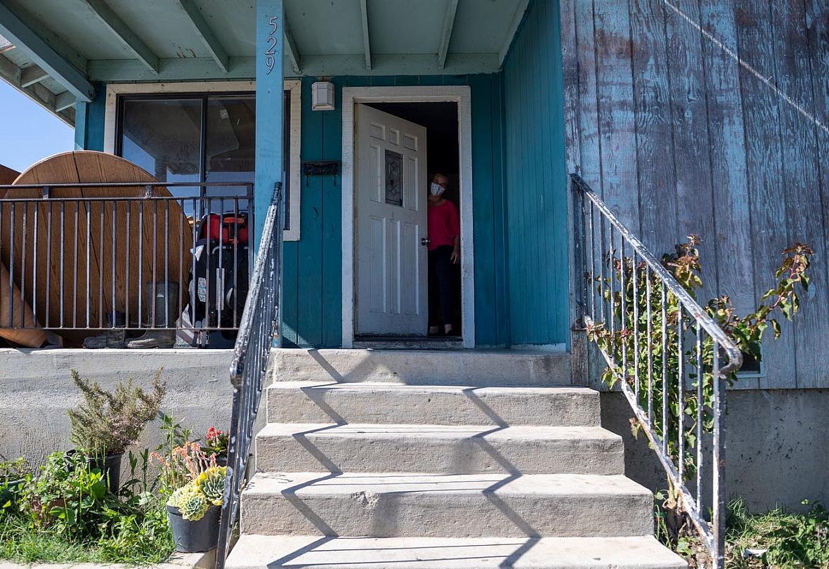 Eufemia "Jenni" Aguilar rents a room in a house in Salinas, Calif.