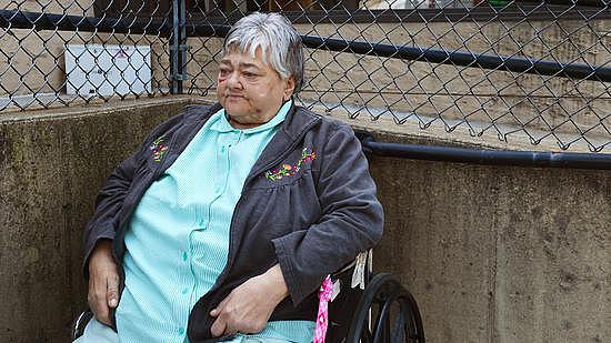  Waiting to go home patient Elaine Dries, of Allentown who does dialysis 3 times a week at Fresenius Dialysis Center on Hamilton Blvd. in Allentown, waits to be helped loaded onto a LANta Van to be driven home. (APRIL BARTHOLOMEW / THE MORNING CALL)