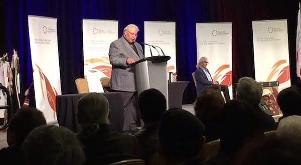 Mary Annette Pember/YouTube Justice Murray Sinclair, chairman of the Truth and Reconciliation Commission, presents the panel's final report on residential schools, calling them "cultural genocide."  