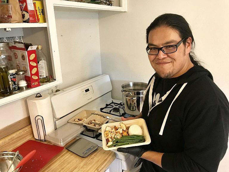 Navajo actor and health advocate Loren Anthony prepares meals in his house in Gallup, New Mexico. (Photo-Antonia Gonzales)