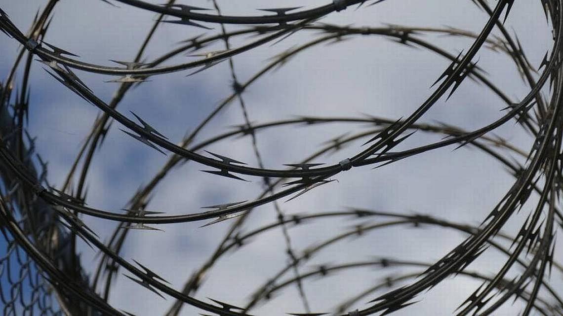Razor wire surrounding the Palm Beach Youth Academy in West Palm Beach. Emily Michot 
