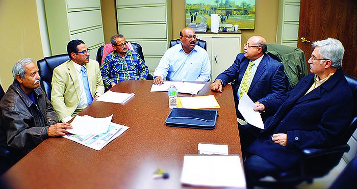 (L-R) SDEIA members Hashem Saeed,  Ahmed Alwahaishi, Mohamed Saleh, Mohamed Ahmed, Abdo Bapacker and Zouher Abdel-Hak met with The Arab American News on Nov. 15  to discuss the four lawsuits the organization has initiated involving Severstal.   