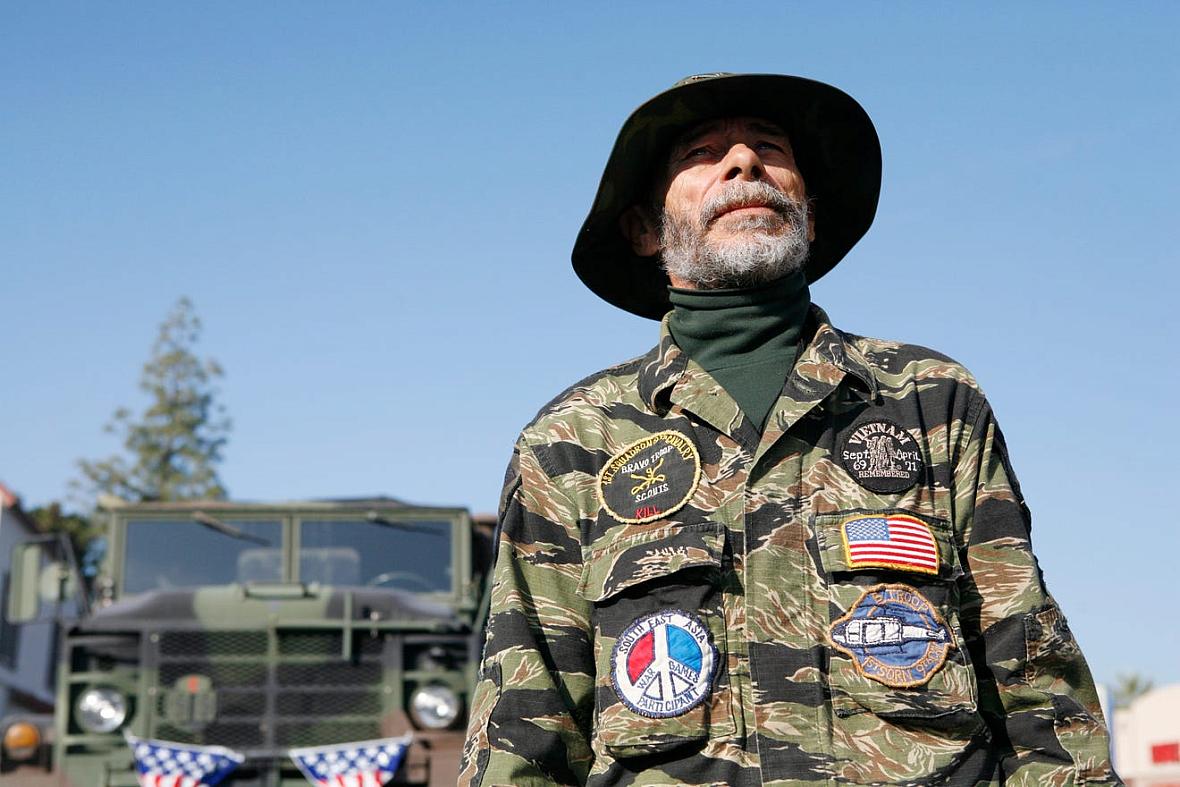 Vietnam veteran Jerry Hogan marches in the Porterville Veterans Day Parade in 2007. 